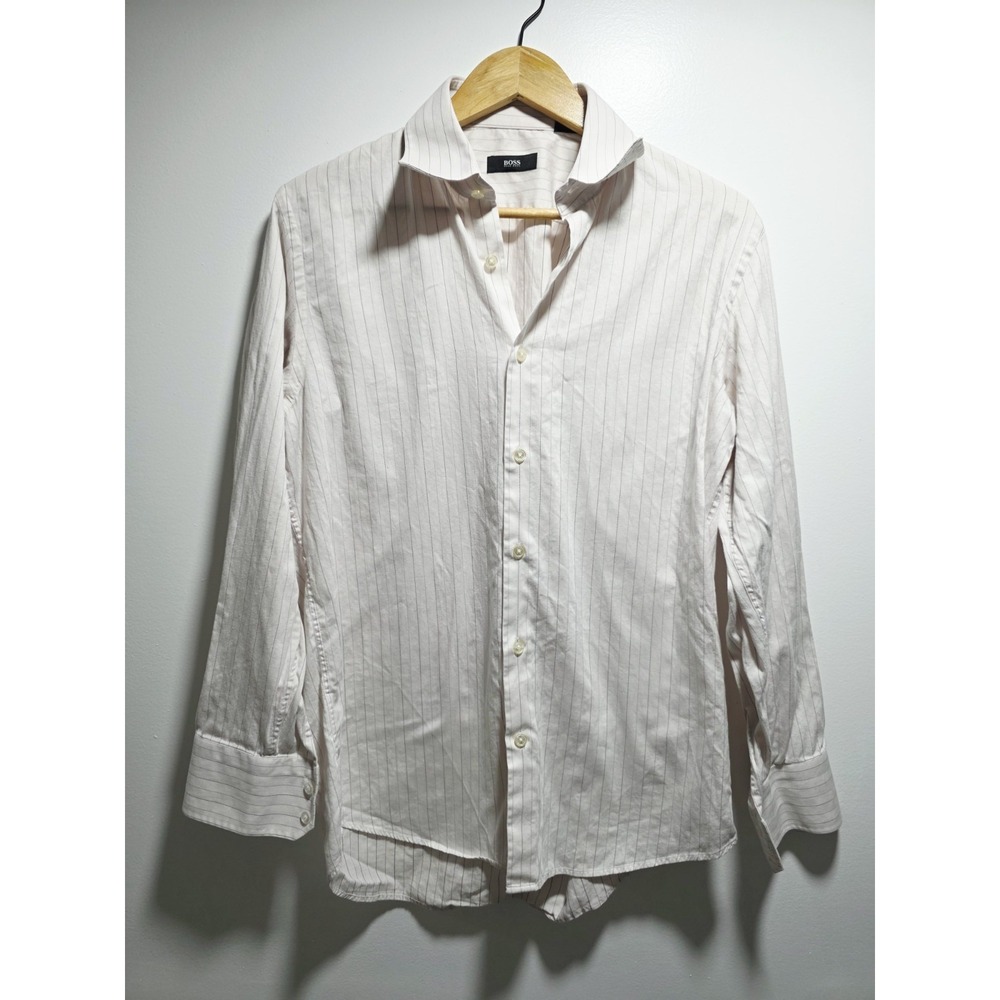 Boss Hugo Boss Mens Striped Button Down Shirt Size 15 1/2 32/33
